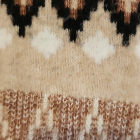 Frye Cream and Brown Geometric Women's Sweater Large - Picture 4 of 11